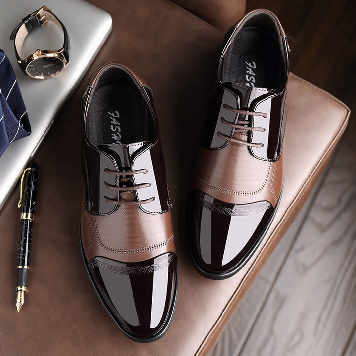 Comfortable men's Oxford dress shoes in dark brown, perfect for all-day business wear.