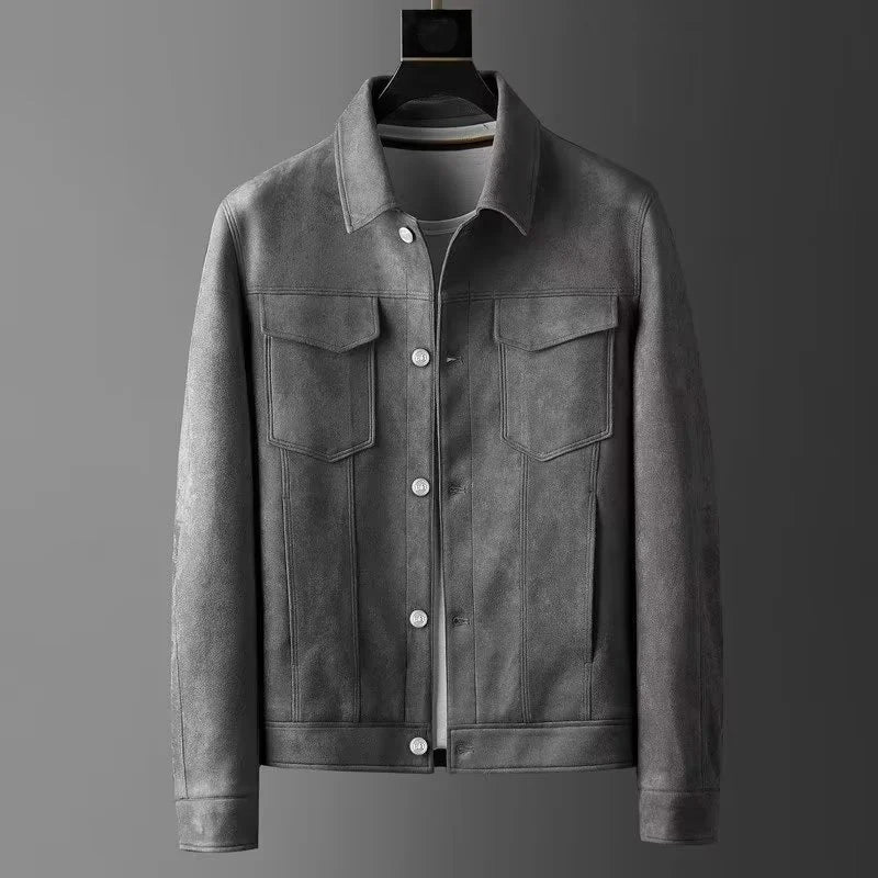 All-season men's Harrington jacket, black, offering classic style and a slim fit.