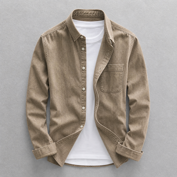 Versatile men's casual oxford shirt, long sleeve, perfect for layering or everyday wear.