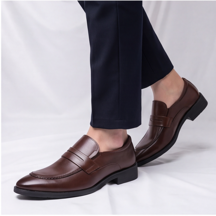 Premium leather penny loafers for men, a timeless slip-on shoe blending comfort & classic style.
