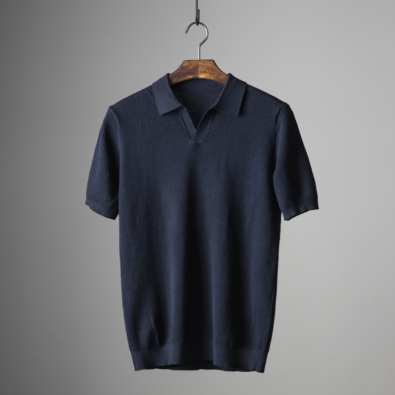 Back view of the men's classic comfort polo shirt, showing a relaxed fit suitable for any casual occasion.