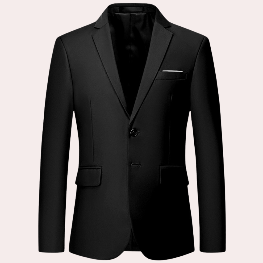 Classic men's slim fit blazer in navy, perfect for formal occasions & smart casual events.
