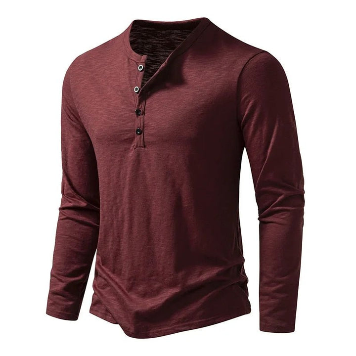 Men's everyday henley top, long sleeve and slim fit, offering comfort and style.