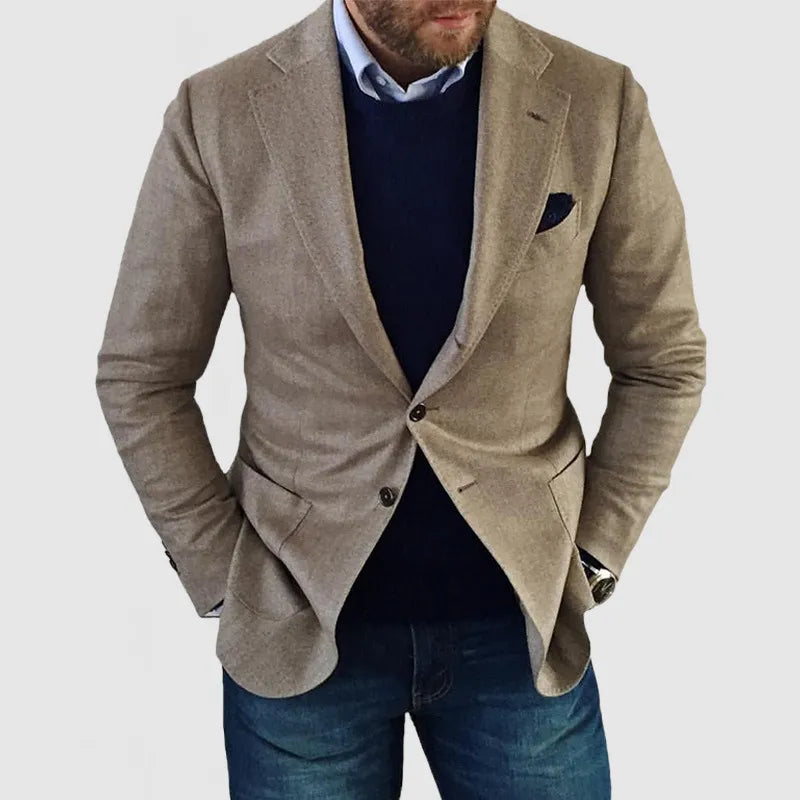 Stylish men's tailored jacket, a classic two-button blazer ideal for office wear, events, or a smart casual look.