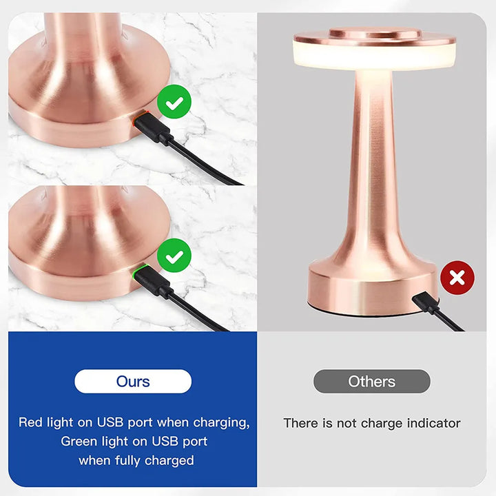 Retro classic dimmable LED table lamp, wireless & portable, ideal for versatile accent lighting.