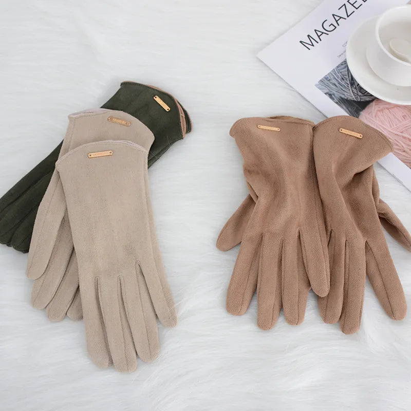 Cozy women's winter fashion gloves with smartphone functionality.