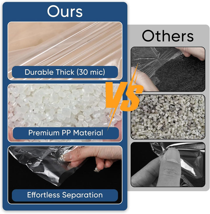 Clear protective bags, 50-count, perfect for long-term wardrobe storage & travel.