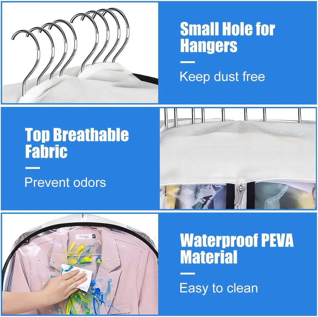 Unisex clear garment storage bags (6-pack) for closet organization & travel.
