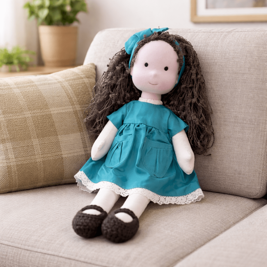Kids' favorite cotton Waldorf doll, a handmade soft toy inspiring imaginative play.