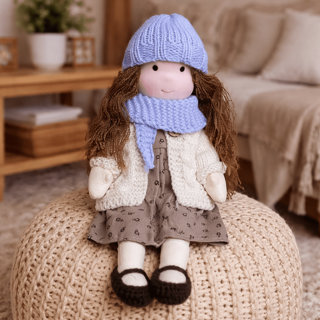 Beautifully handcrafted Waldorf doll, a soft cotton plush toy for kids aged 3+.