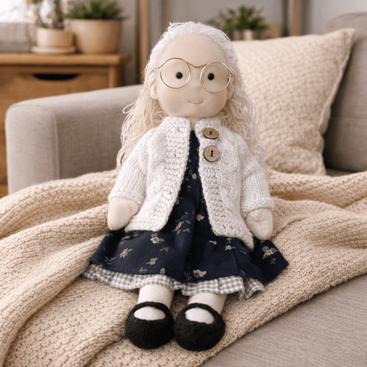 Imaginative play Waldorf doll, handcrafted from natural cotton, a perfect kids' gift.