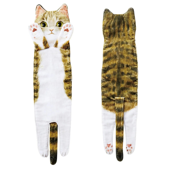 Decorative cat hand towel, highly absorbent, great for a fun bathroom or kitchen accessory.