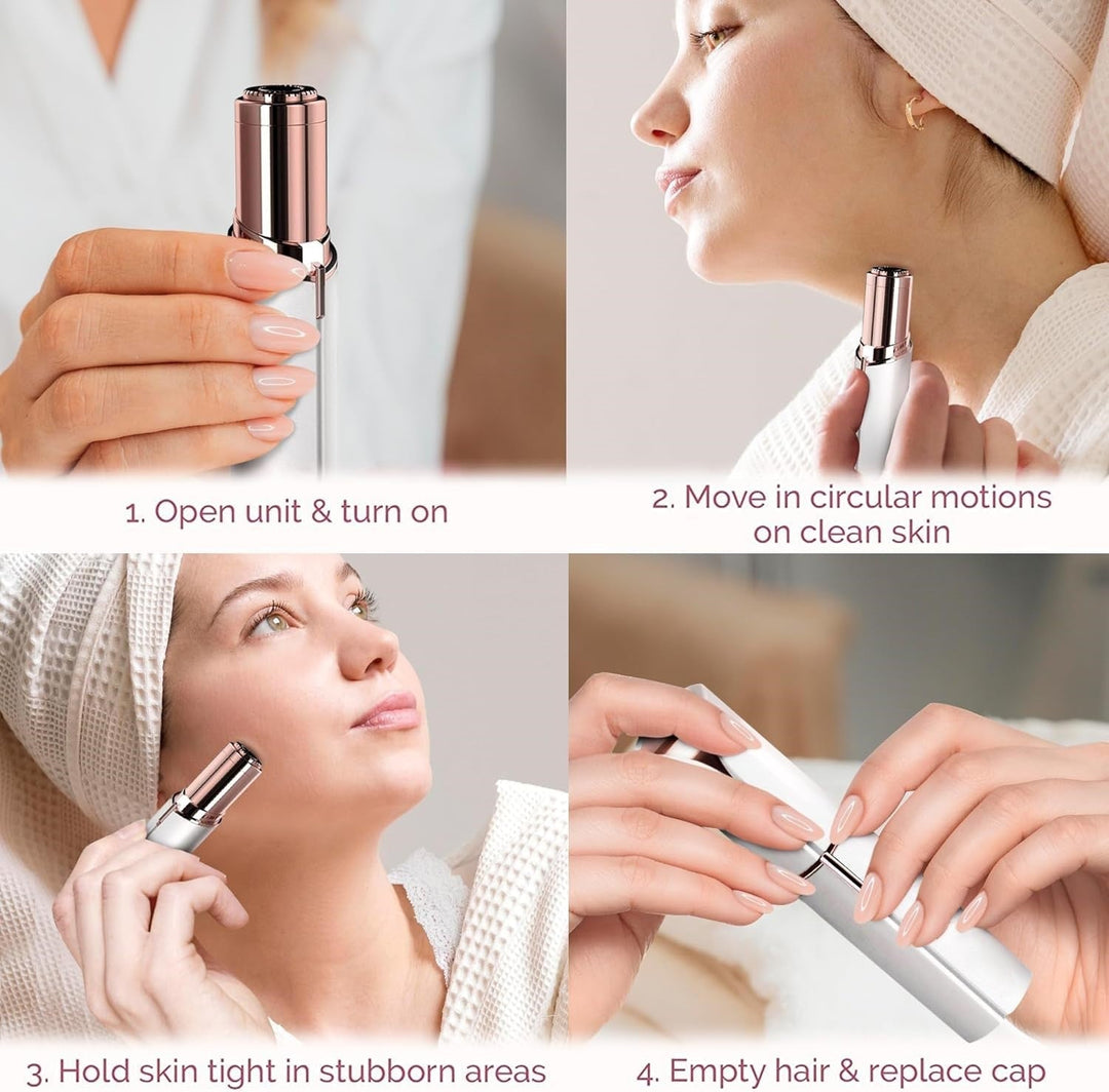 Pain-free facial hair remover, a gentle skincare tool for women seeking smooth, radiant skin.