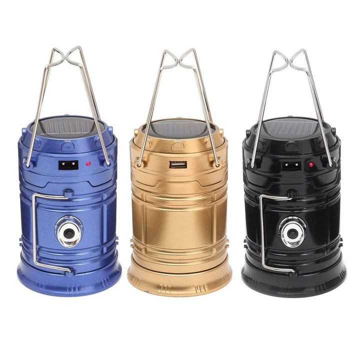 Collapsible LED camping lantern with handle, perfect for outdoor adventures & survival gear, portable light.