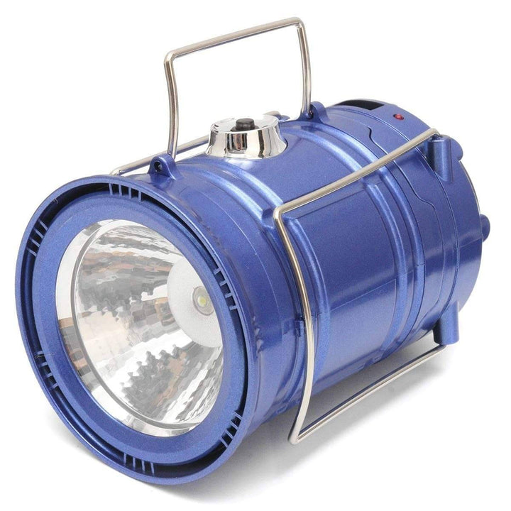 Survival gear: a rechargeable collapsible LED lantern, bright and reliable for night camping.