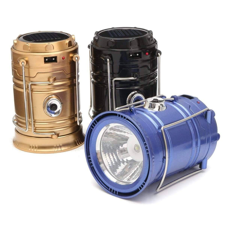 Compact collapsible LED lantern, ideal survival equipment & emergency lamp for camping trips.