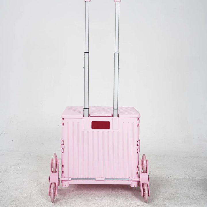 Camping storage solution: collapsible rolling crate with swivel wheels for convenient packing