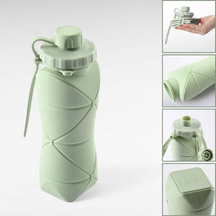 BPA-free collapsible silicone water bottle, compact and portable outdoor gear for travel.