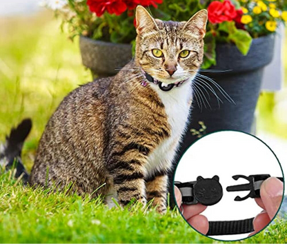 "Collare GPS riflettente per gatti con chiusura rapida, colori vivaci, design leggero per sicurezza e visibilità notturna."