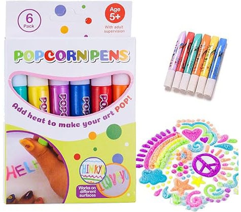 Colorful 3D Dimensional Puffy Art Pens set for kids' creative drawing and crafting projects. Create raised textures.