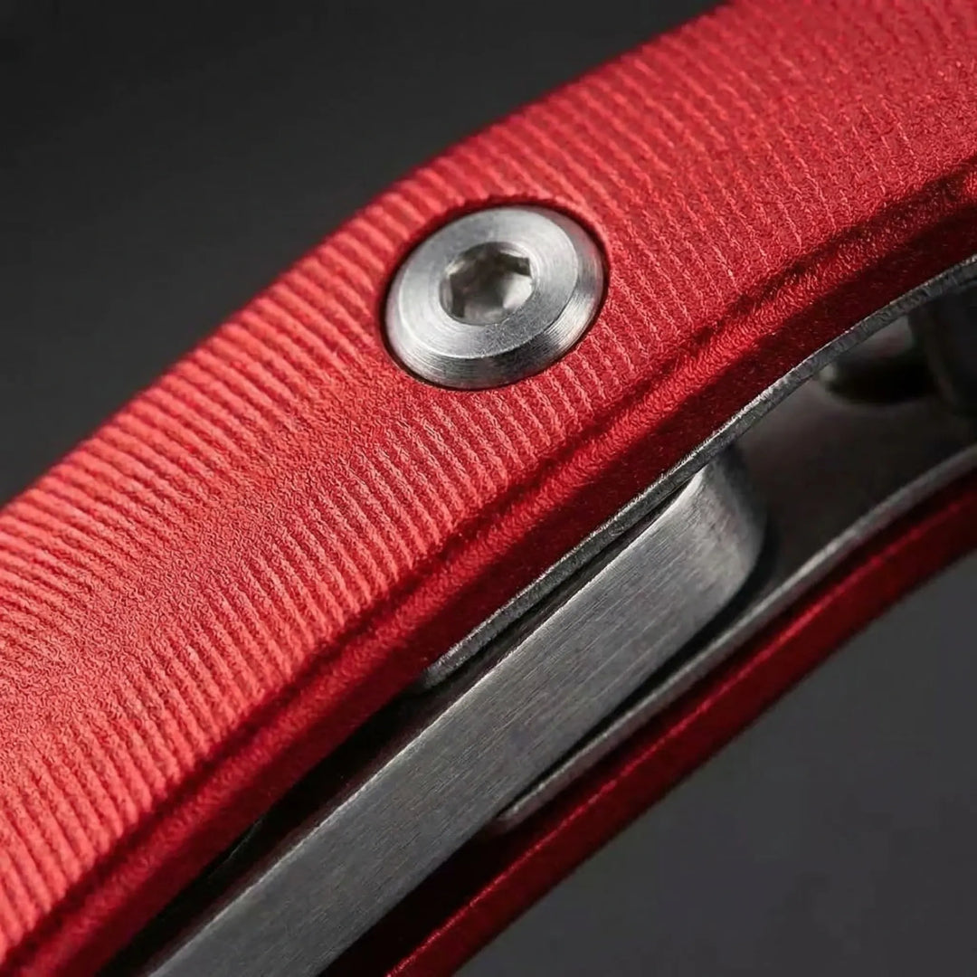 Sleek, compact folding multi-tool. 9-in-1 outdoor pocket tool for EDC, camping, & hiking.