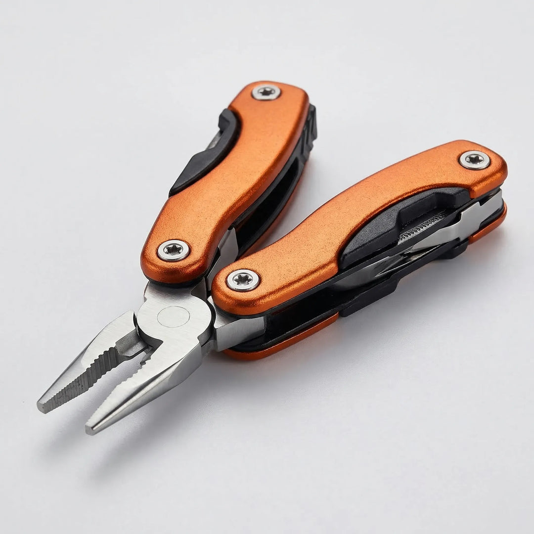 Versatile 9-in-1 outdoor multi-tool. Folding pocket utility for camping, hiking, survival, EDC.