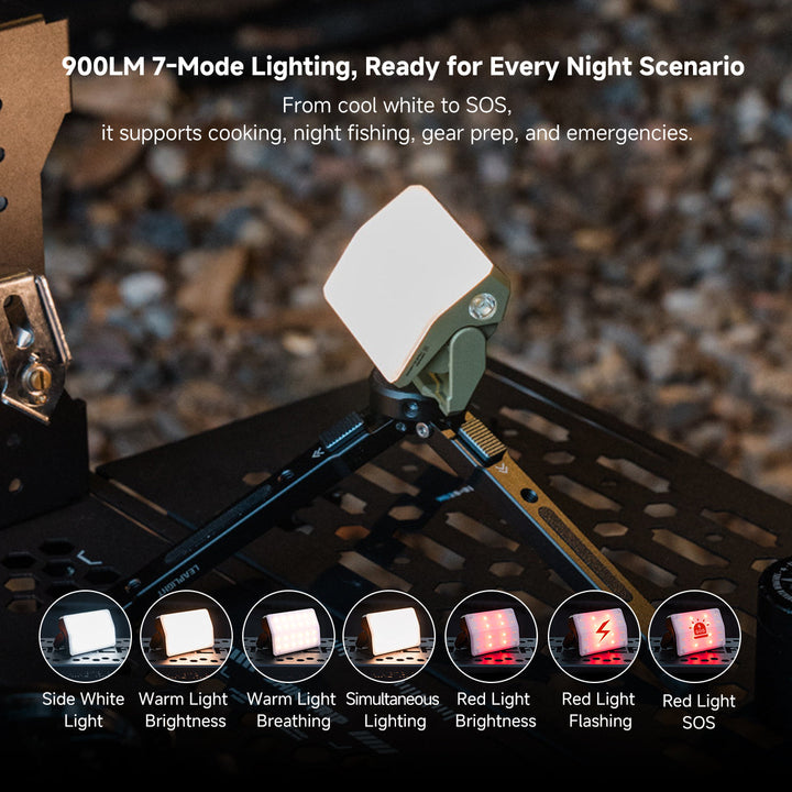 Portable lantern with 900 lumens brightness, compact design for camping and emergencies