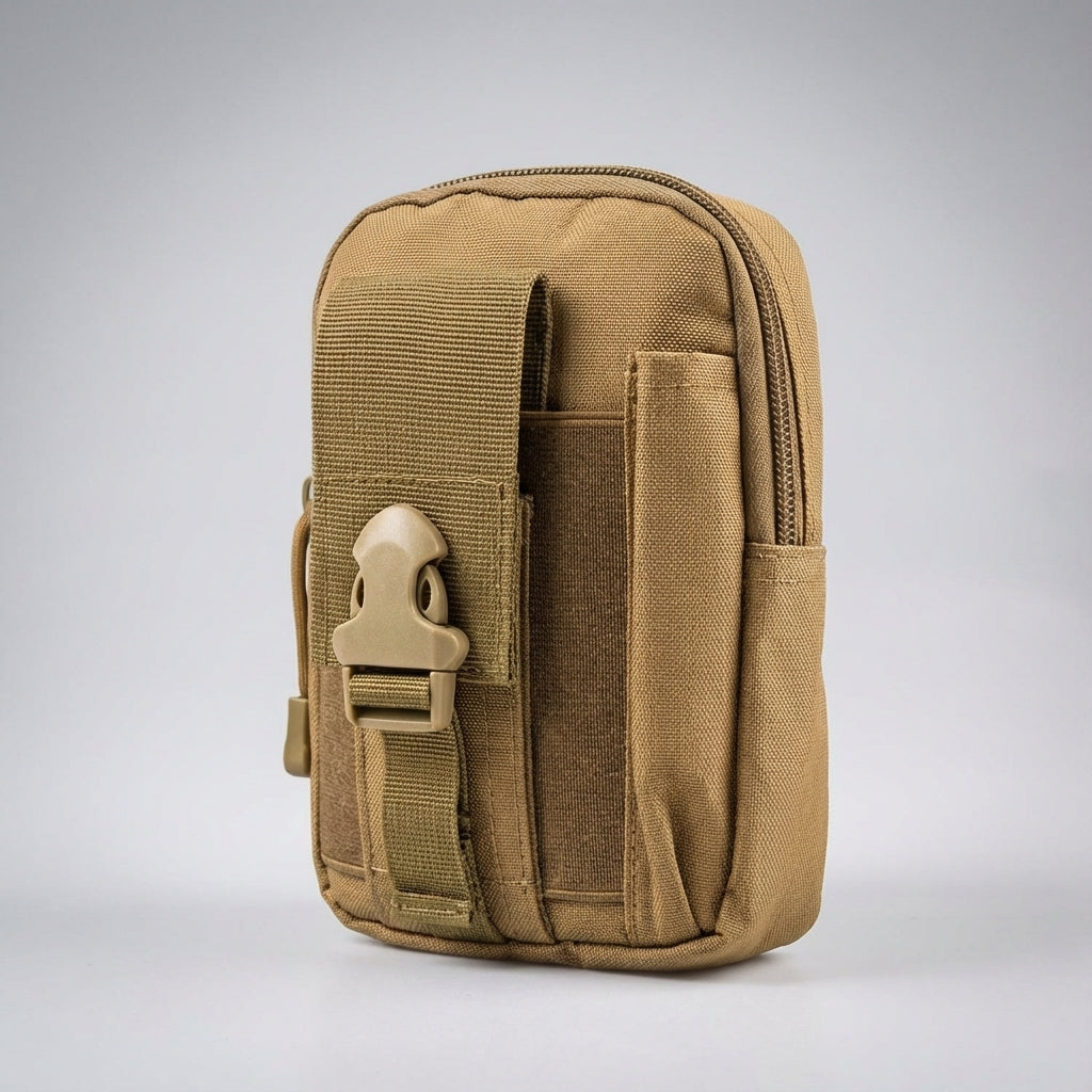Durable tactical MOLLE pouch, ideal for camping, hiking essentials, and outdoor gear organization. Compact utility.