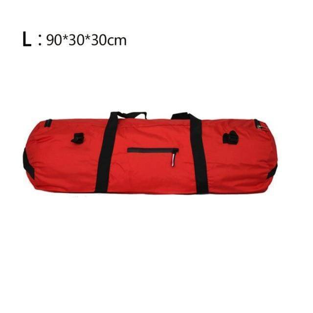 Empty compact waterproof tent storage bag, ready for camping gear, outdoor accessories
