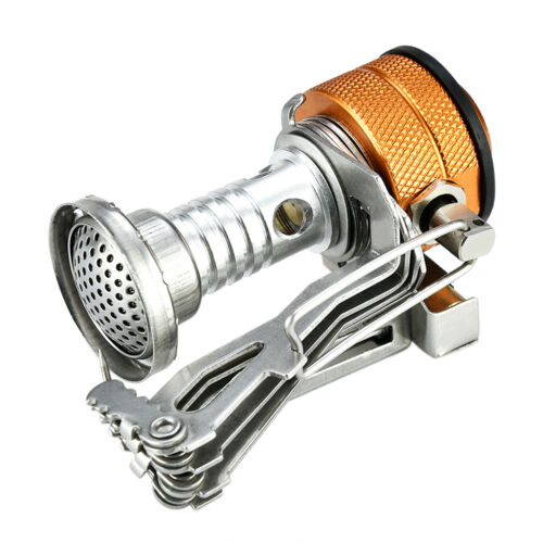 Survival gear: compact camping stove with piezo ignition, ensuring reliable heat for cooking in any outdoor situation.