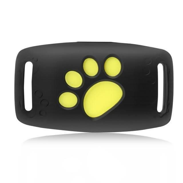Black GPS cat tracker attached to a collar, providing real-time pet safety and wander prevention.