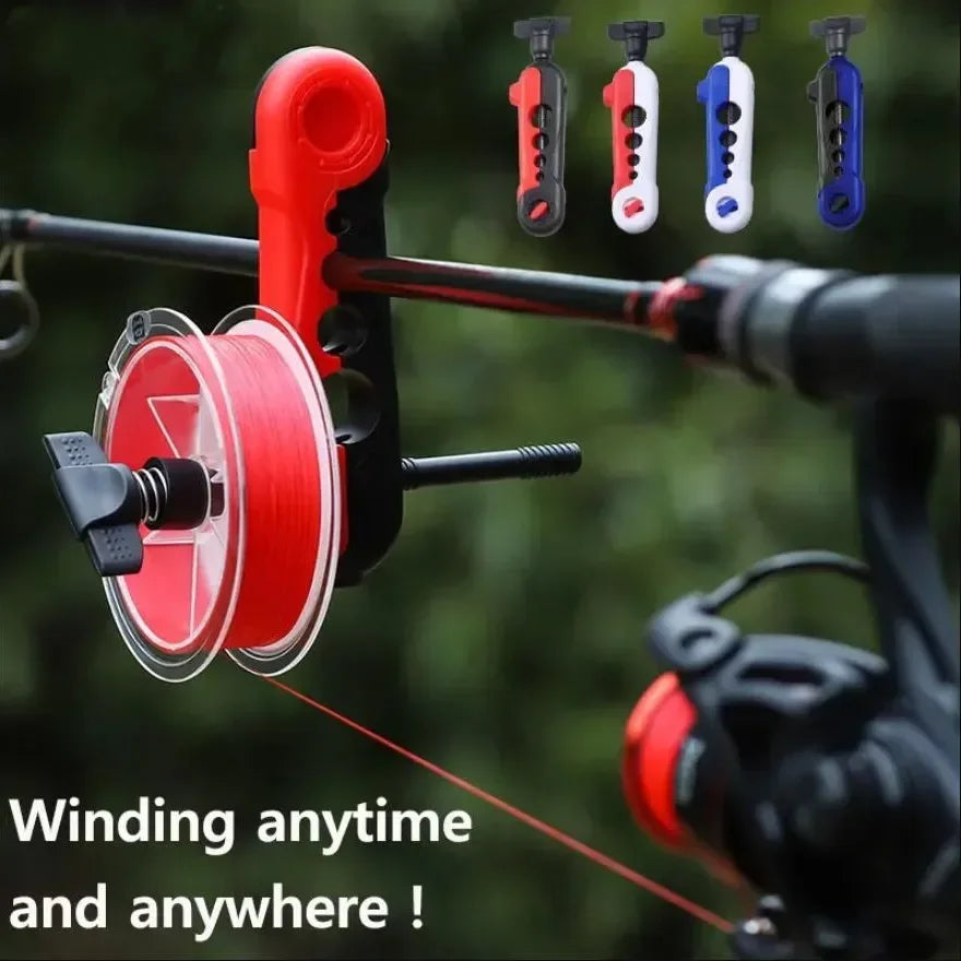Compact fishing line winder for spinning and baitcasting reels, portable angler gear