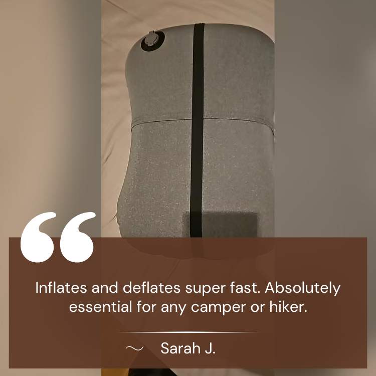 Travel-friendly inflatable camping pillow with quick inflate valve, essential outdoor gear