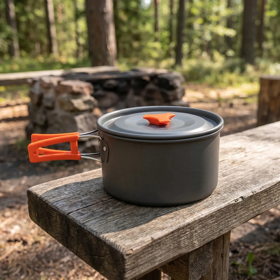 Compact outdoor cookware set for camping, hiking & backpacking. Essential portable camp kitchen gear.