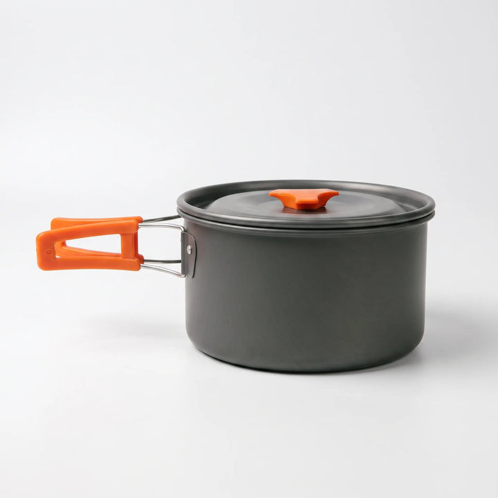 Robust compact camping cookware set, designed for durable camp kitchen use during hiking & camping.