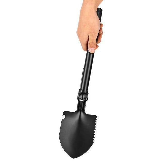 Multi-functional folding shovel for outdoor survival, compact design for easy transport in emergencies
