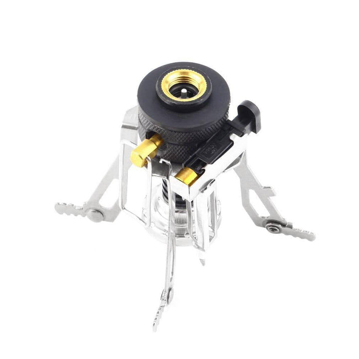 Essential camping cookware: portable stove with piezo ignition for quick meals outdoors