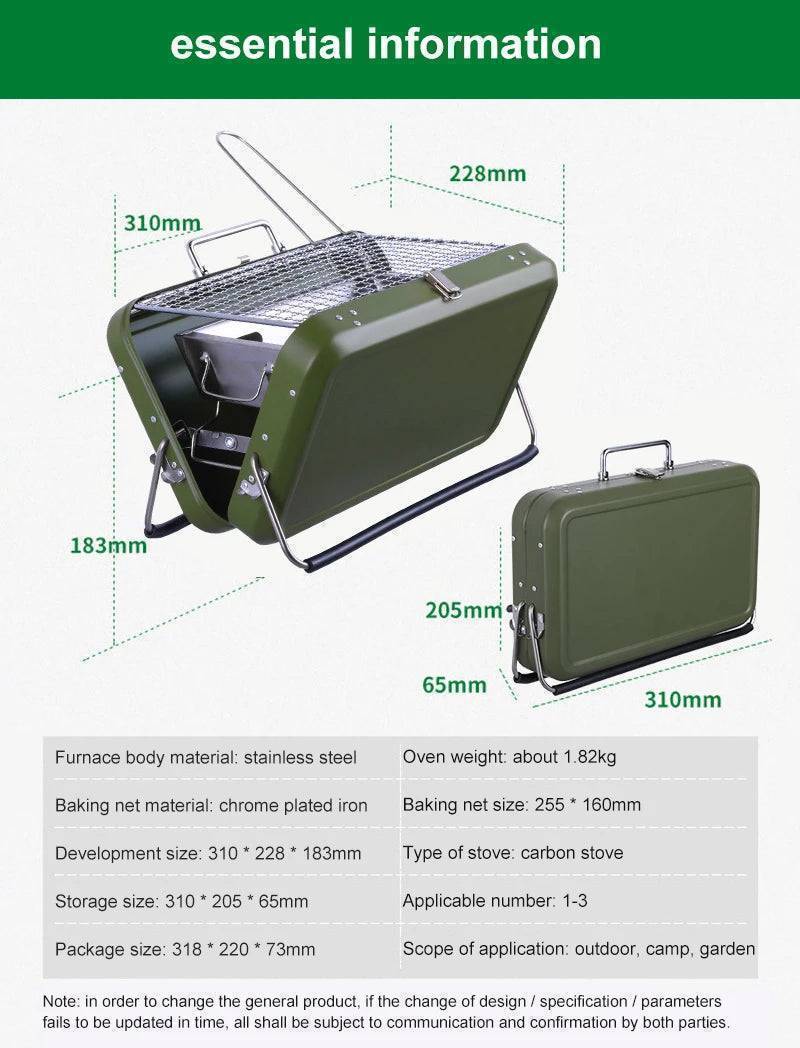 Durable folding BBQ smoker, ensuring delicious meals outdoors, a must-have camping gear.