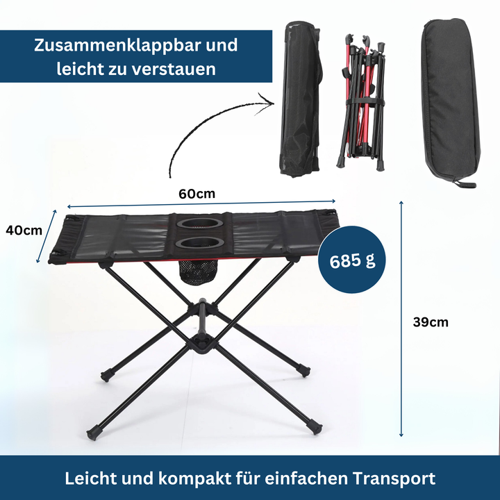 Small portable camping table, durable outdoor furniture for any campsite.