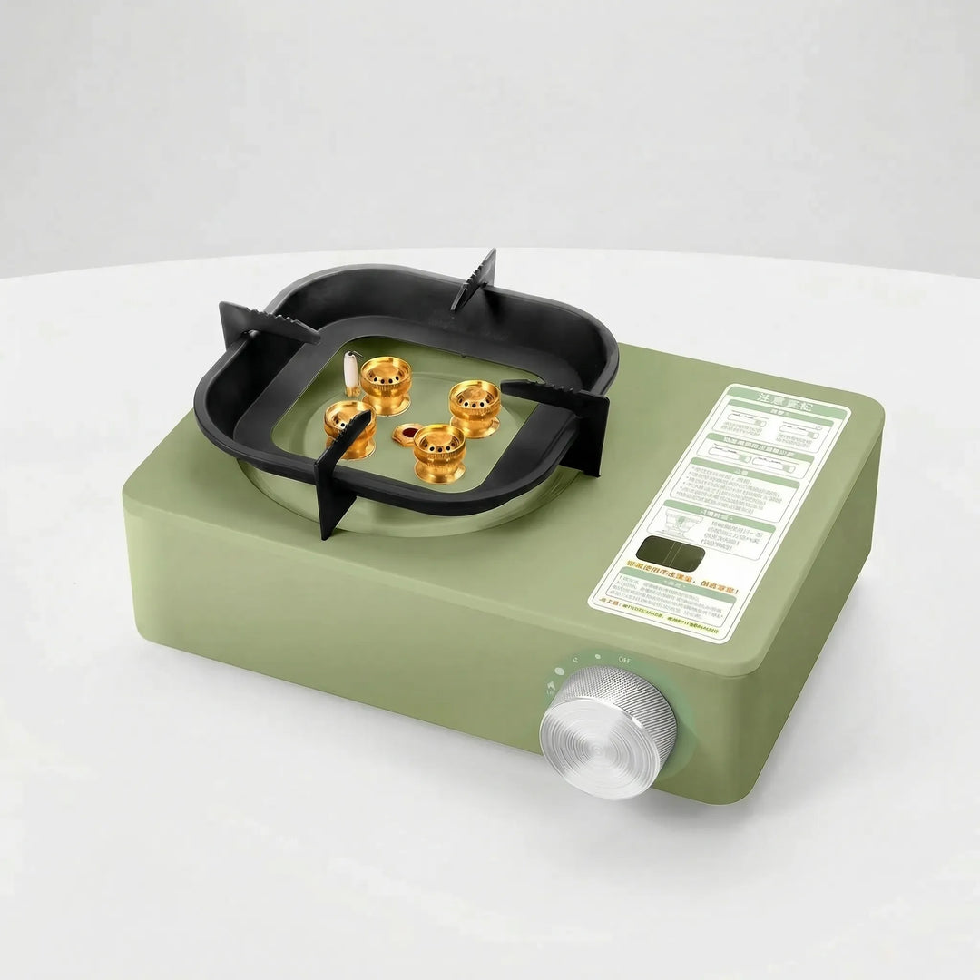 Durable compact camping stove, a reliable gas burner for outdoor cooking on any adventure.