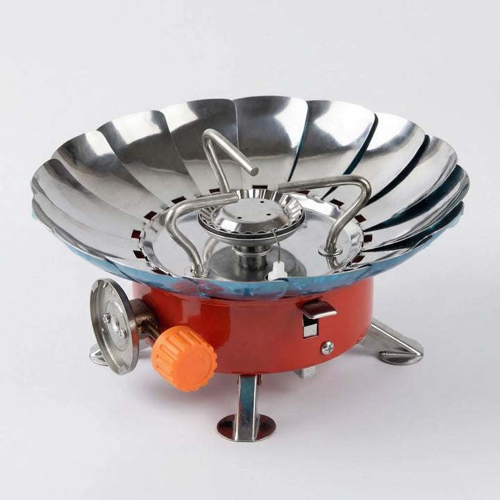 Durable portable outdoor cooking stove for windproof performance. Compact design, perfect for all hiking gear.