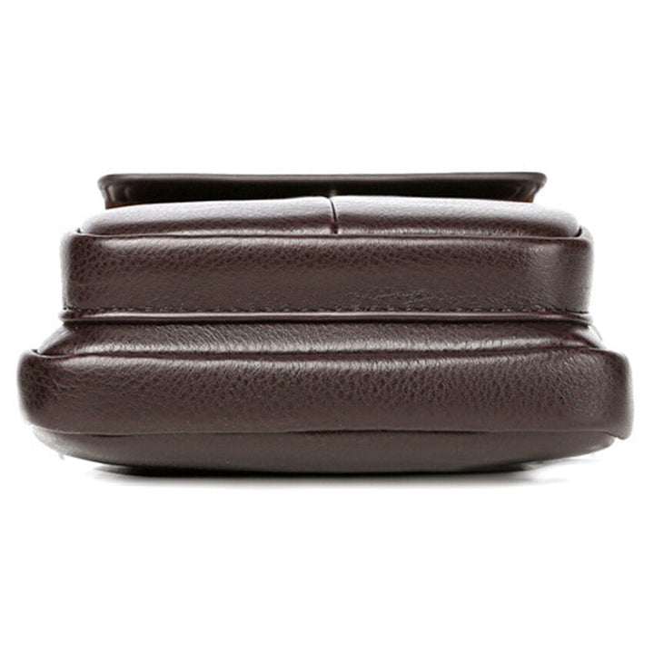 Durable men's PU leather travel bag, a compact crossbody messenger with adjustable strap for secure carrying.