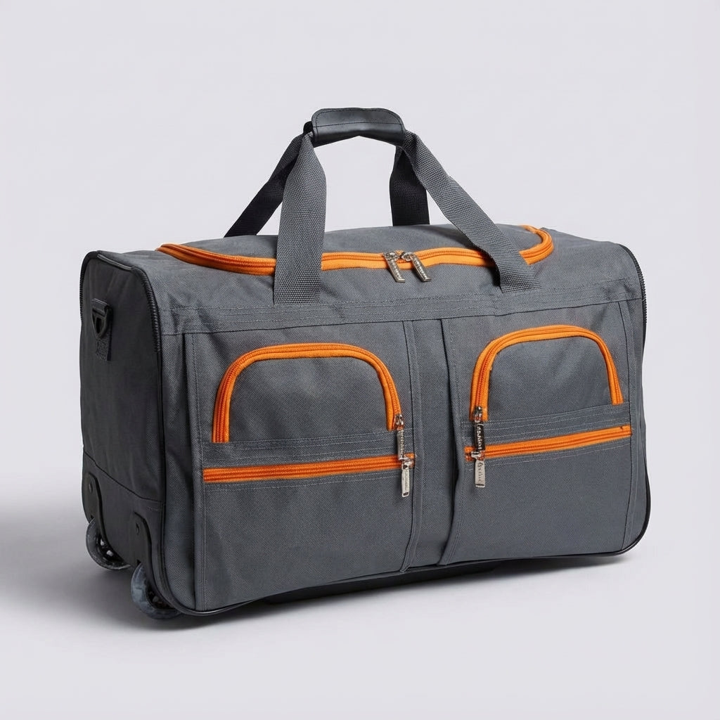 Easy-access rolling duffel bag, perfect carry-on for weekend travel.