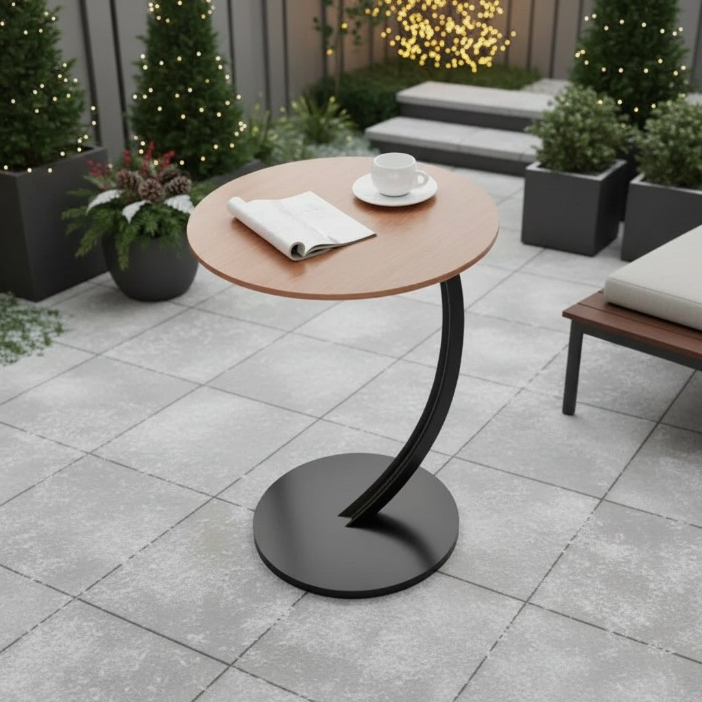 Compact round side table with reinforced design, perfect for small spaces in living rooms.