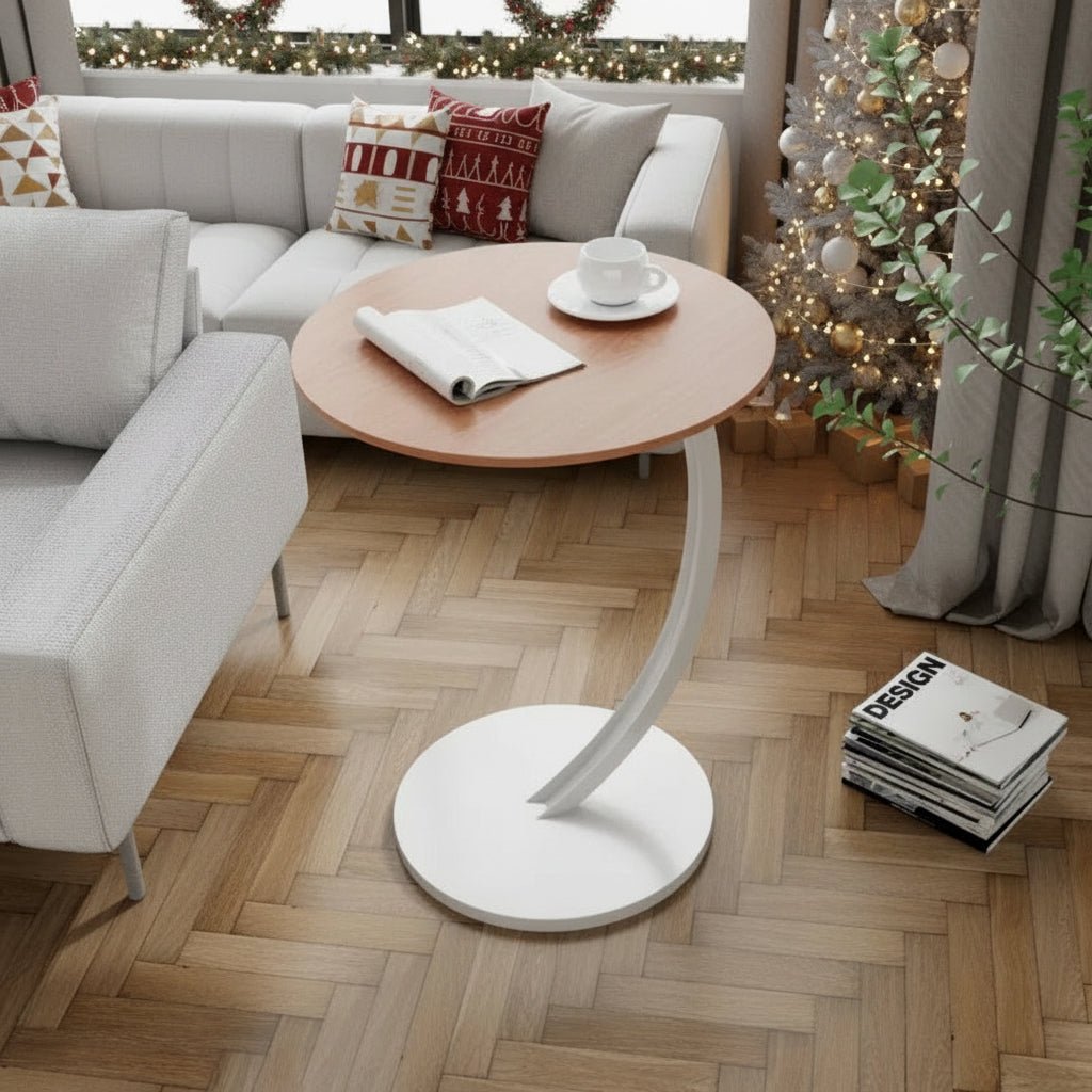 Sturdy compact round side table, a durable home accessory with reinforced design for small spaces.
