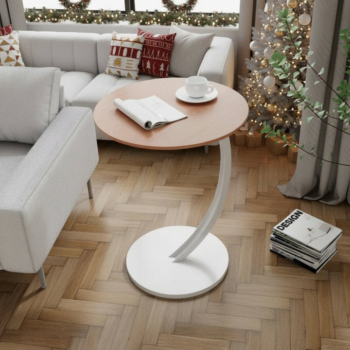 Sturdy compact round side table, a durable home accessory with reinforced design for small spaces.