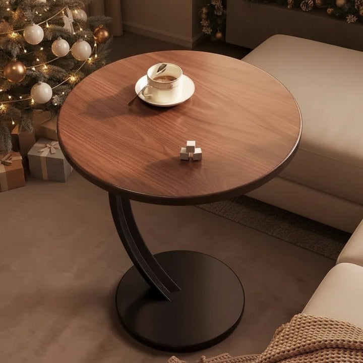 Stylish compact round side table, a versatile home accessory for small apartments and modern decor.