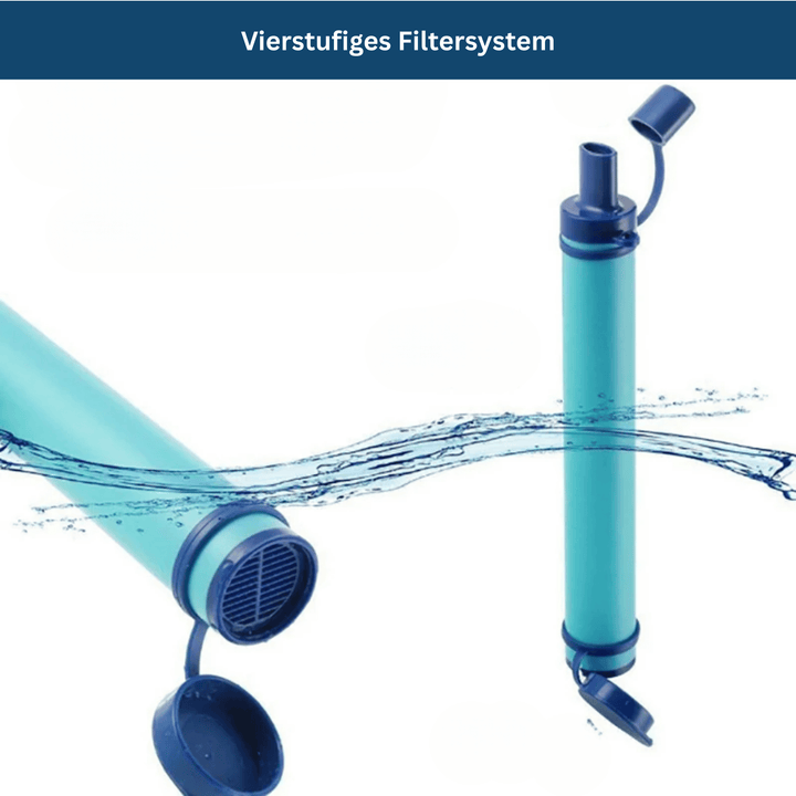 Portable water purification system, compact & lightweight for emergency kits, hiking & survival gear