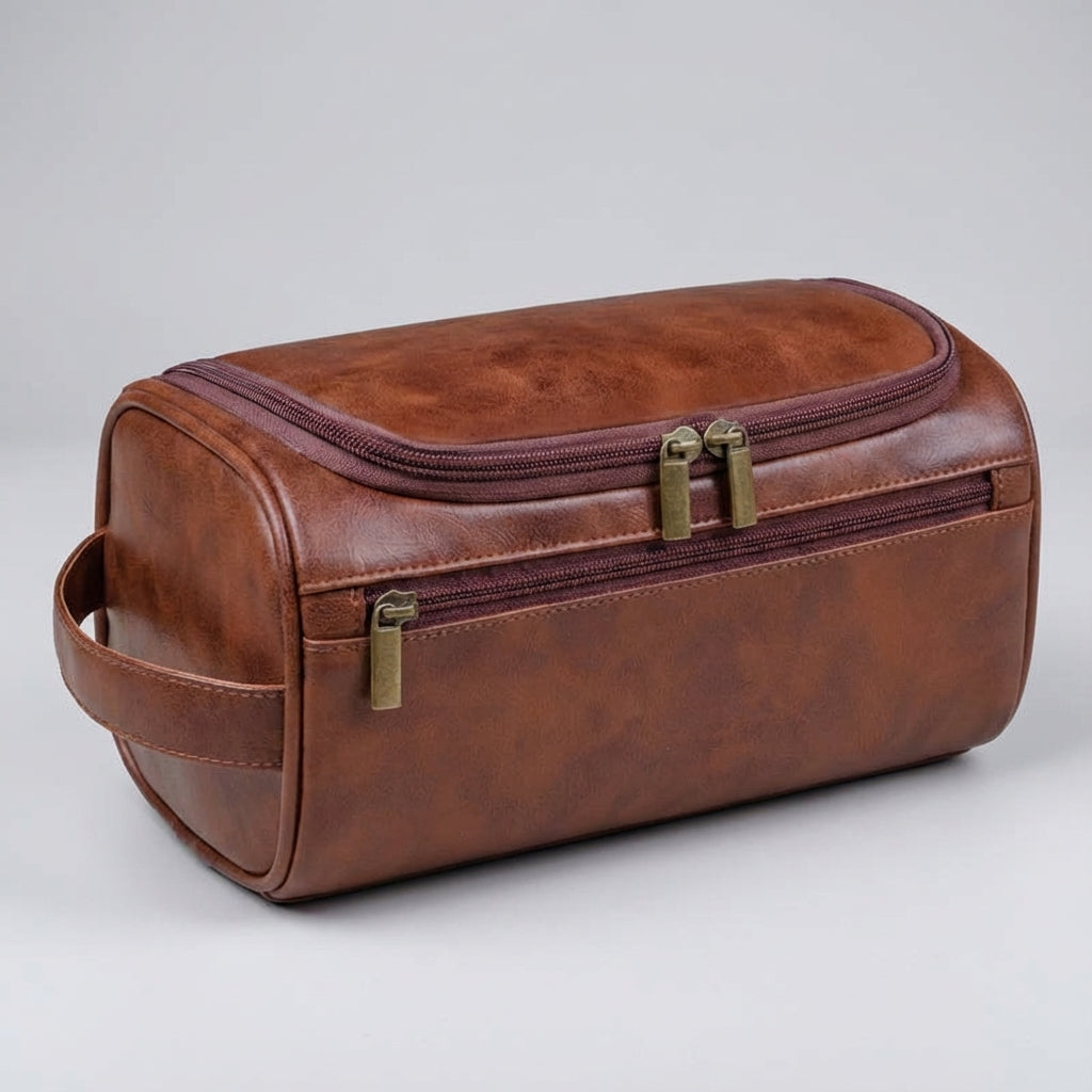 Portable unisex compact toiletry organizer bag & dopp kit, perfect for travel, featuring a strong hanging hook.