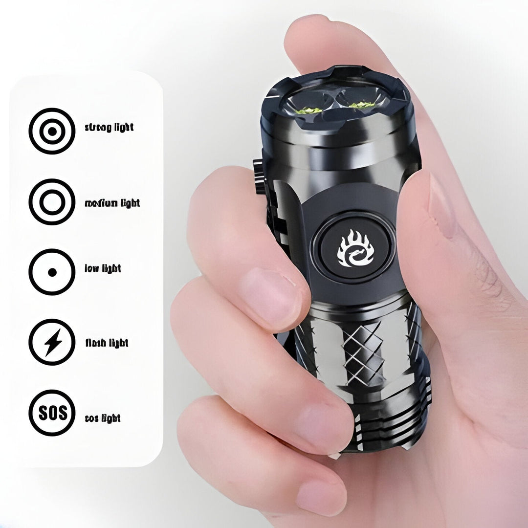 Super bright triple LED mini flashlight, compact and powerful for self-defense, power outages & outdoor use.